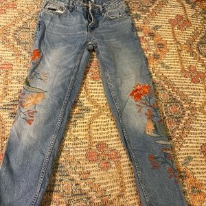 Embroidered floral jeans